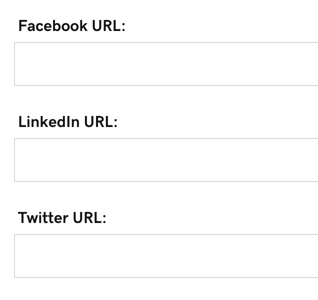 introduzir urls de redes sociais