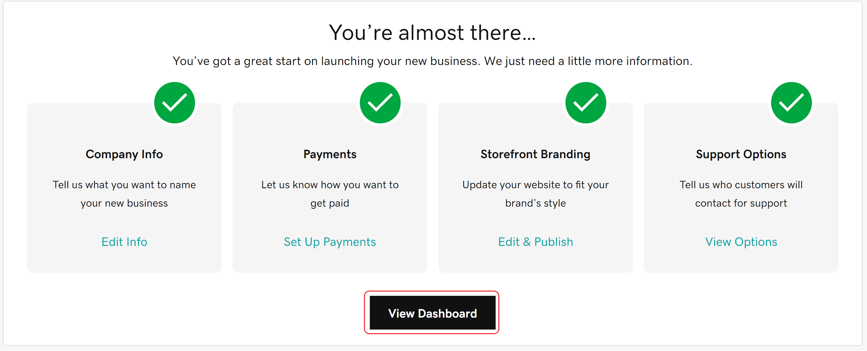 pulsante Visualizza dashboard