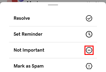 Mark as not important from mobile inbox