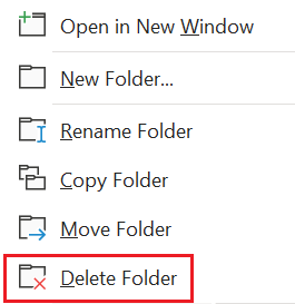 Outlookデスクトップアプリでフォルダ全体を削除する