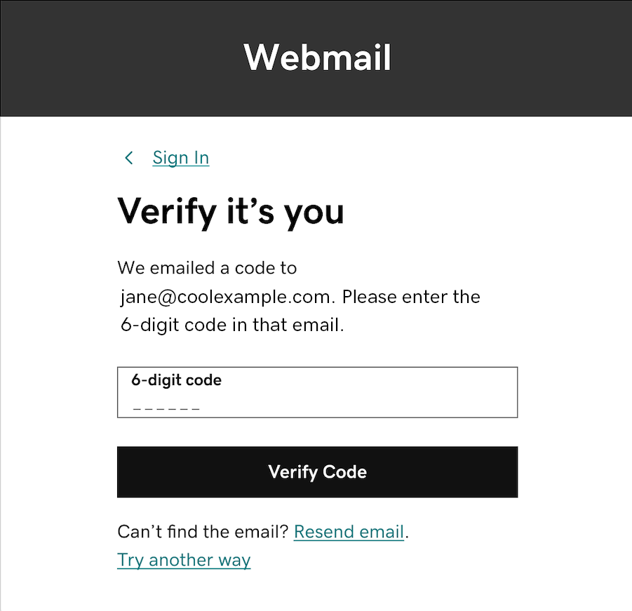 The Verify it's you screen with an example of entering the 6-digit code.
