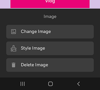 Opzioni per la modifica delle immagini in Link in Bio su Android