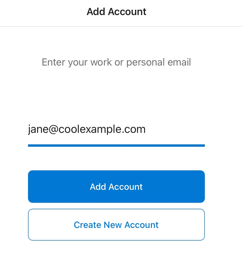 Enter email address and tap Add Account
