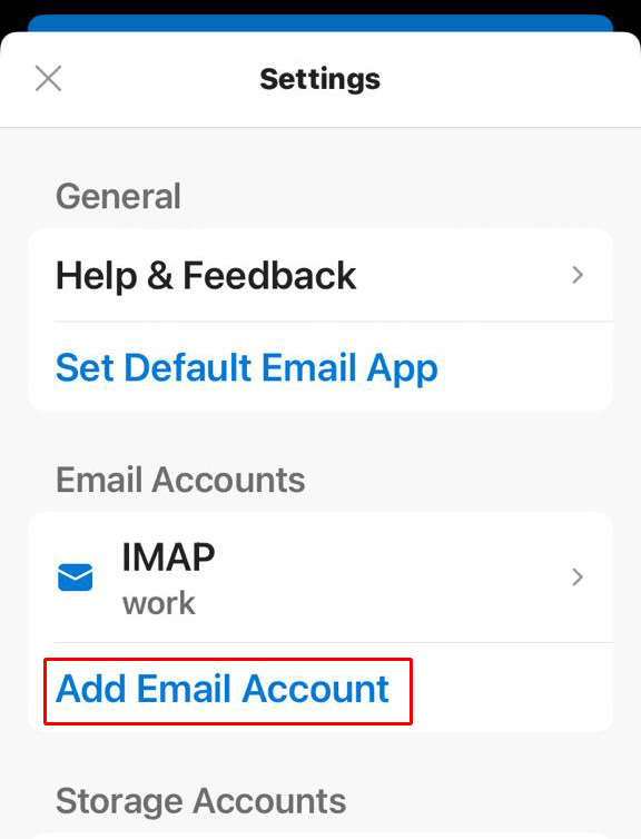 Add Mail Account Option