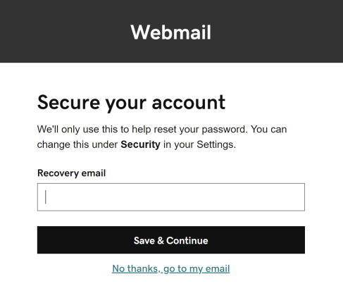 secure your account add a recovery email