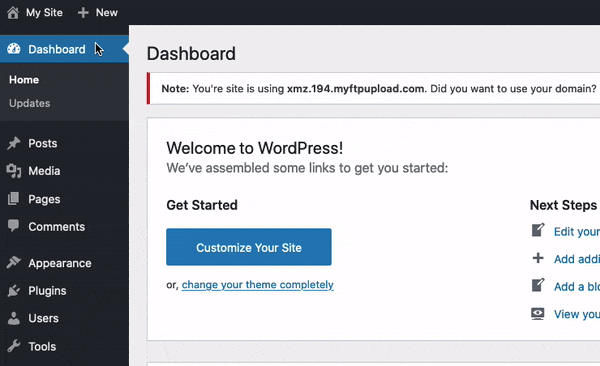 WordPress düzenleyicisinin nasıl açılacağını gösteren animasyon