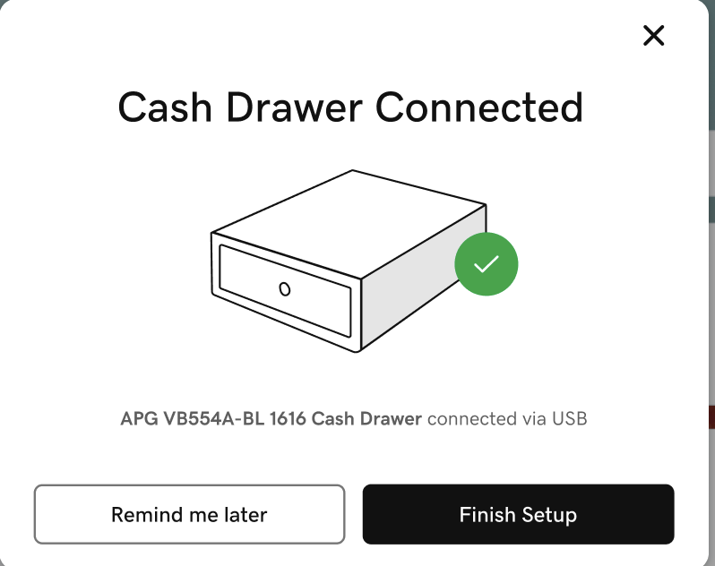 USB cash drawer confirmation alert