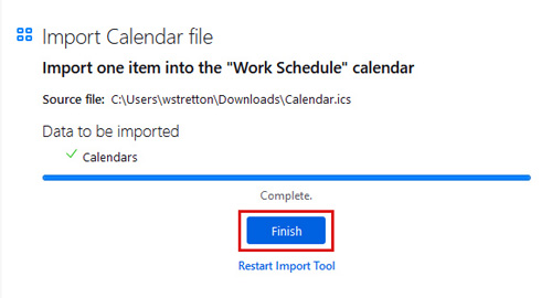 Finish Calendar import