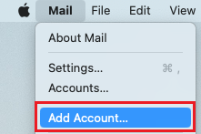 Select mail and then add account
