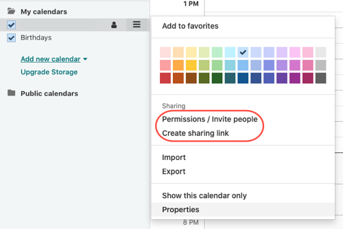 calendar permissions