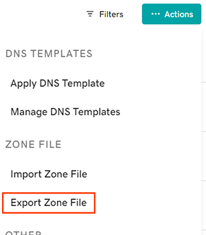 select export zone file