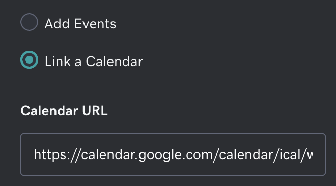 W+M Link a Calendar menu