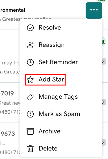 Select Add Star to mark as important