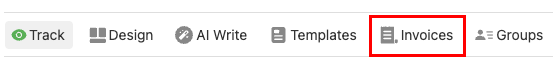 The buttons below the Subject field with the Invoices button highlighted.