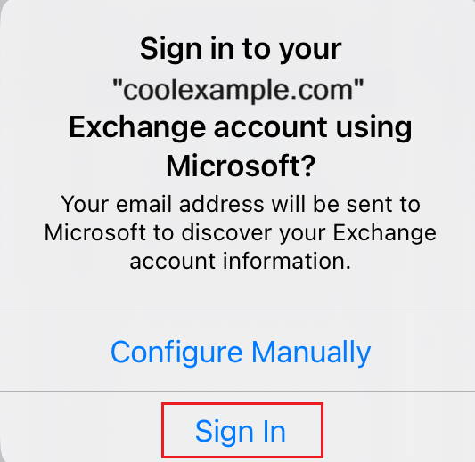 Tap Sign In to sign in to your Exchange account