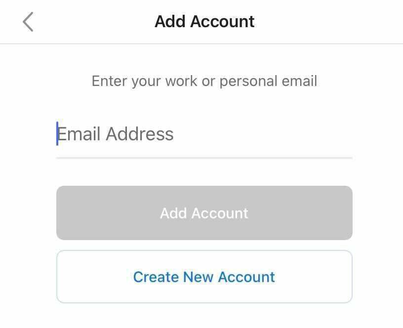 Introduzir o endereço de email e tocar em add account (adicionar conta)