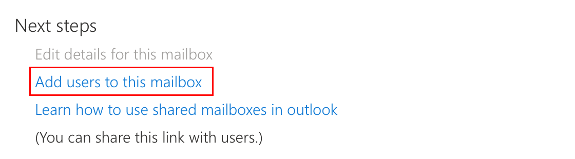強調表示されたこのメールボックスにユーザーを追加する