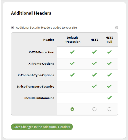 Additional Headers Settings