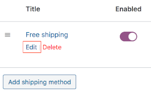 free shipping method edit