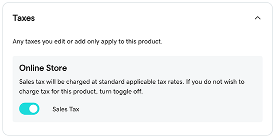 Sales tax toggle.