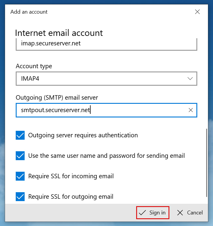 Email Setup Details