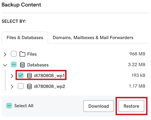 selecciona tu base de datos y luego restaura