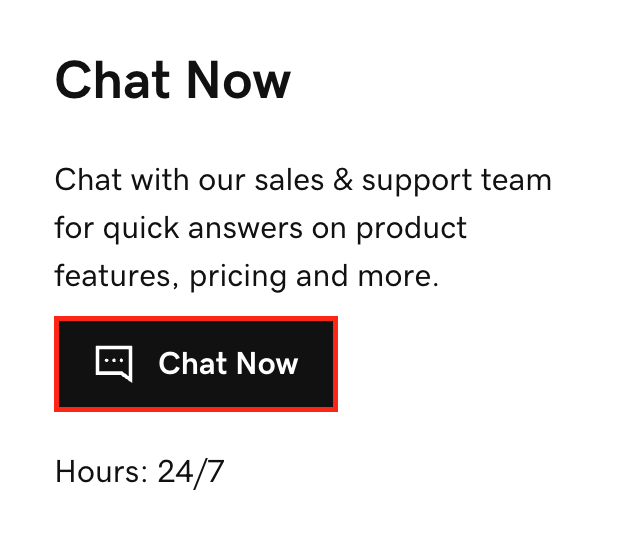 select chat now to start live chat