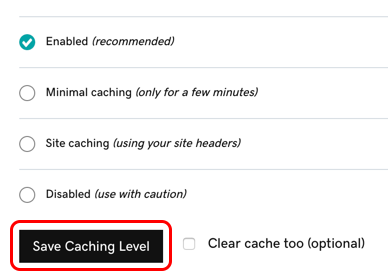 Save Caching level