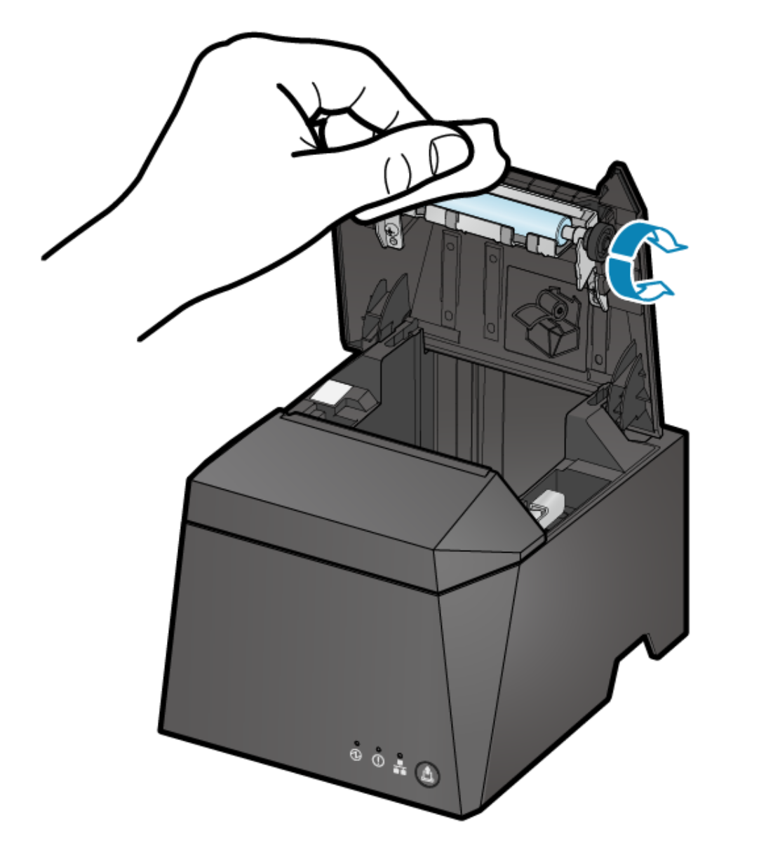 Rotate and clean the rubber roller with a dry cloth.