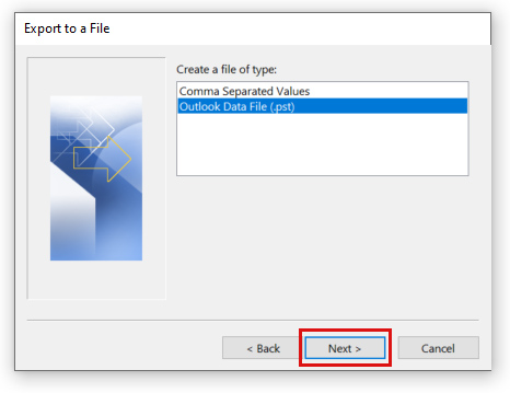 Select Outlook Data File