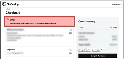 tax id checkout error