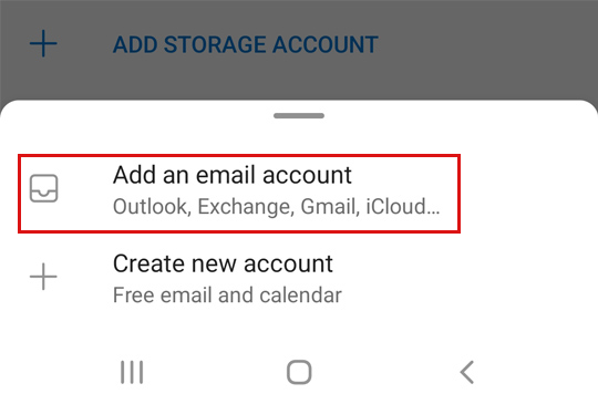 Add Email Account option