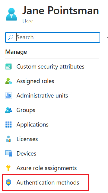 Select Authentication methods under Manage