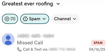 Messages showing the Spam label