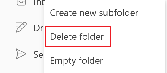 right-click, select Delete folder from menu
