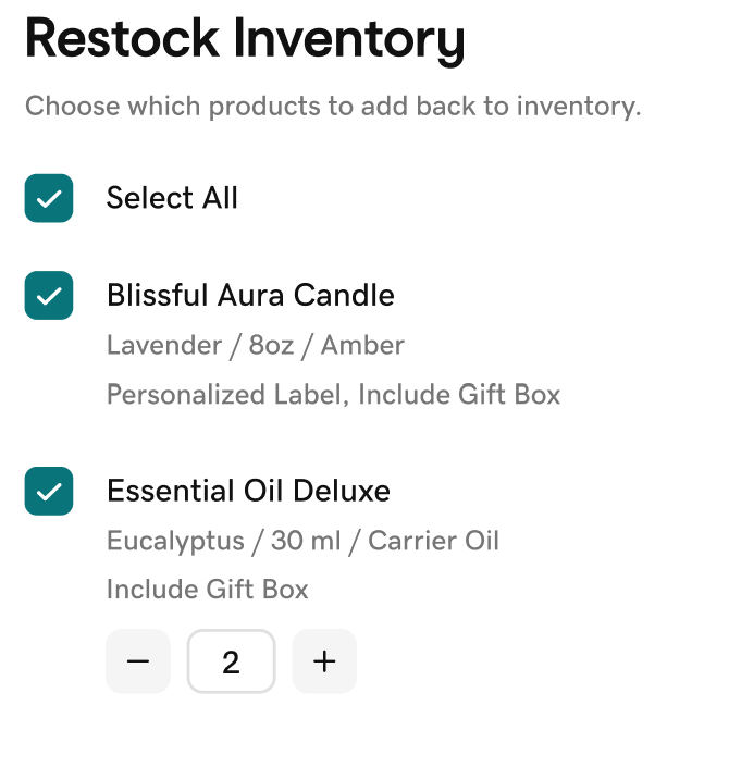 Restock returned products in the Commerce app