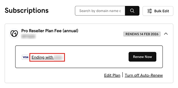 select payment account number