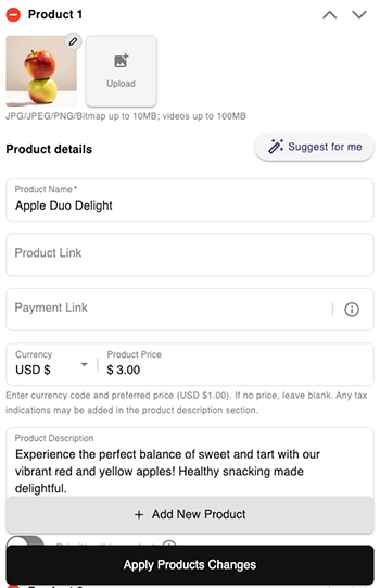 Add or edit a product