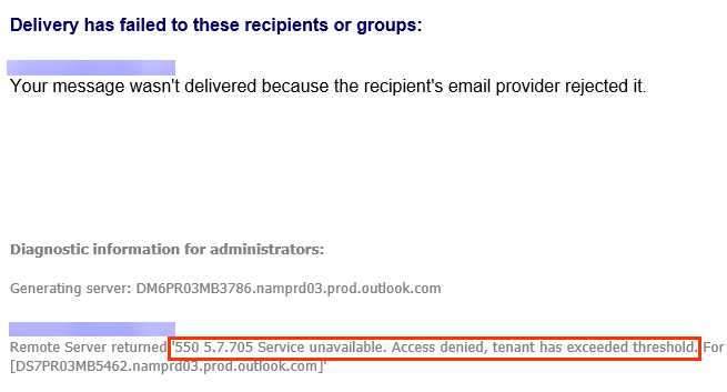 Tenant has exceeded threshold error message