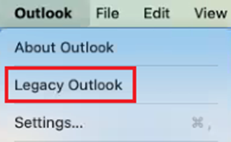 Menu do novo Outlook