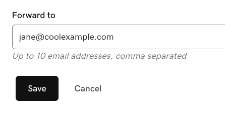 An example of a forwarding address sending email to 1 email address.