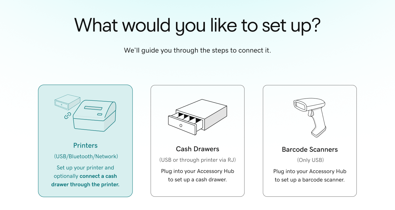 Smart Terminal printer onboarding screen