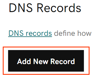 Screenshot showing the Add New Record button highlighted with a red rectangle