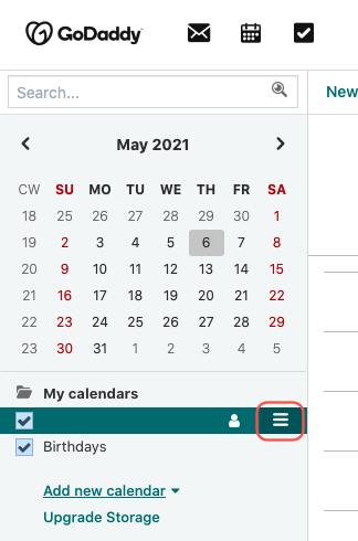 Select three-line icon next to calendar