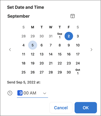 set date and time window