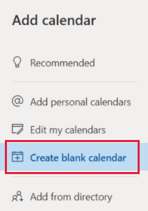 create blank calendar
