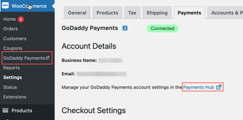 log in to GoDaddy Payments Hub