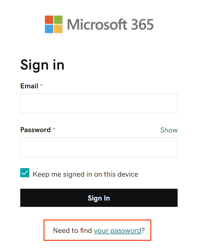 reset office 365 app password