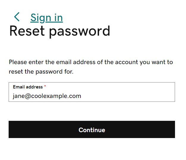 enter your email address to reset your password