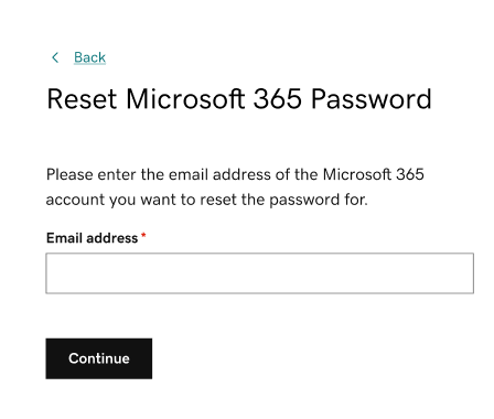 The reset password page.